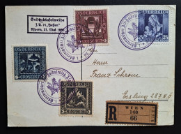 Österreich 1936, Reko-Postkarte Aspern Sonderstempel Gelaufen Essling - Brieven En Documenten