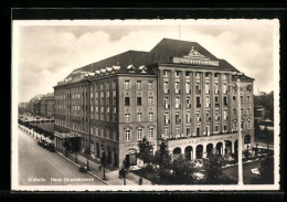 AK Gleiwitz, Hotel Haus Oberschlesien Mit Strasse Aus Der Vogelschau  - Schlesien