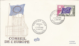 FRANCE CONSEIL EUROPE COUNCIL OF EUROPE 1963 0.25 SOLEIL SONNE SUN DRAPEAU FAHNE FLAG STRASBOURG - Covers & Documents