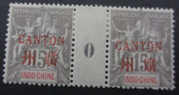 CANTON Bx INDOCHINOIS PAIRE MILLESIME N°8 NEUF* TB COTE 165 EUROS VOIR SCANS - Unused Stamps
