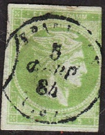 GREECE 1872-76 Large Hermes Head Meshed Paper Issue 5 L Grey Green Vl. 53 B - Usati