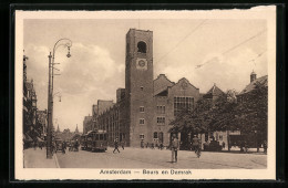 AK Amsterdam, Beurs En Damrak, Strassenbahn  - Tramways