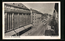 AK Karlsruhe, Strassenbahn In Der Kaiserstrasse  - Tramways