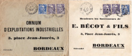 Affranchissement Multiple Gandon Sur 2 Enveloppes - 1921-1960: Modern Period