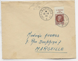 FRANCE PETAIN 1FR50 PUB A DISTRIBUE AUX SINISTRES SEUL LETTRE AMBULANT LYON A MARSEILLE 1° 13.4.43 A COTE 60€ +++ - 1941-42 Pétain