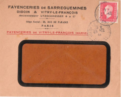 Enveloppe à En-Tête Faïenceries De SARREGUEMINES DIGOIN Et VITRY LE FRANÇOIS - 1921-1960: Modern Period