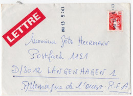 Empreinte D'Annulation (?) Sur Lettre Pour L'Allemagne - 1961-....