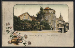 Passepartout-Lithographie Goslar, Hotel Zum Achtermann, Blumen  - Goslar