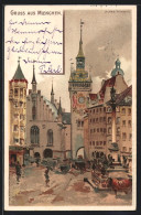 Lithographie München, Altes Rathaus  - Muenchen