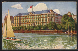 AK Hamburg-St.Georg, Hotel Atlantic, Restaurant Pfordte, Segelboote  - Mitte