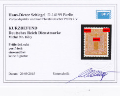 Deutsches Reich: Dienstmarke MiNr. 163y, **, BPP Befund - Dienstzegels