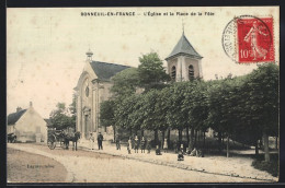CPA Bonneuil-en-France, L`Eglise Et La Place De La Fete  - Sonstige & Ohne Zuordnung
