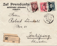 Albanien: 1928: Scutari/Shkoder To Sweden-registered - Albania