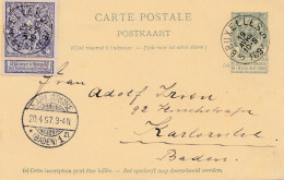 Belgien: 1897: Bruxelles-Ganzsache Nach Karlsruhe - Ansichtskarte-Exposition - Andere & Zonder Classificatie
