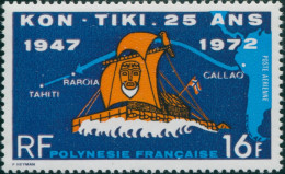 French Polynesia 1972 Sc#C87,SG158 16f Kon Tiki Expedition MNH - Andere & Zonder Classificatie