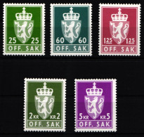 Norwegen Dienstmarken 97-101 Postfrisch #KE983 - Sonstige & Ohne Zuordnung