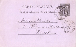 Affranchissement 1er JANVIER 1889 TAD LANDRECIES Nord Sur Entier SAGE - 1877-1920: Semi-Moderne