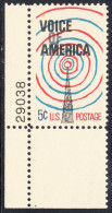 !a! USA Sc# 1329 MNH SINGLE From Lower Lwft Corner W/ Plate-# 29038 - Voice Of America - Ungebraucht