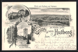 Lithographie Kamenz, Blick Vom Hutberg Auf Den Ort, Hutberg-Hotel, Lessing-Turm Auf Dem Hutberg  - Kamenz