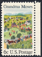 !a! USA Sc# 1370 MNH SINGLE W/ Right Margin - Grandma Moses - Unused Stamps