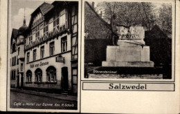CPA Salzwedel In Der Altmark, Café-Hotel Zur Sonne, Ulanendenkmal - Other & Unclassified