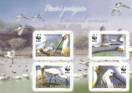 Romania 2005 - WWF , Protected Birds-Eurasian Spoonbill , Perforate, Souvenir Sheet ,  MNH ,Mi.Bl.391 - Unused Stamps