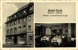 CPA Koblenz In Rheinland Pfalz, Hotel Rath, Bes. E. Frühling, Straßenansicht, Speisesaal - Autres & Non Classés