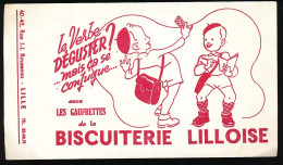 Buvard 20 X 11,4 BISCUITERIE LILLOISE  Gaufrettes  écoliers Cartable  Fabriquée à Lille (Nord) - Caramelle & Dolci