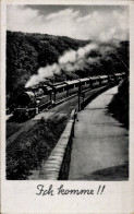 CPA Deutsche Eisenbahn, Dampflokomotive, Ich Komme - Trains