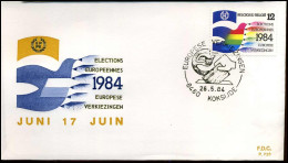 FDC - 2133  Tweede Europese Parlementsverkiezingen - Stempel : Koksijde - 1981-1990