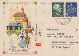 Carte   Recommandée   SUISSE    Journée   Du  Timbre   LUZERN   1947 - Storia Postale