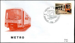 1826 - FDC - Eerste Metrolijn In Brussel   - Stempel : Bruxelles/Brussel - 1971-1980