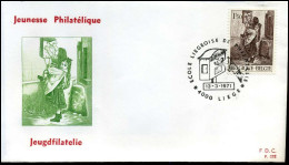 1573 - FDC - Jeugdfilatelie   - Stempel : Liège - 1971-1980