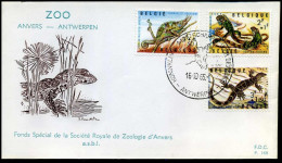 1344/47 + 1348 - FDC - Zoo Van Antwerpen, Reptielen - Stempel : Antwerpen - 1961-1970