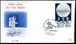 1509 -  FDC - First Man On The Moon - Stempel : Koksijde - 1961-1970