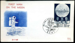 1509 -  FDC - First Man On The Moon - Stempel : Gent - 1961-1970