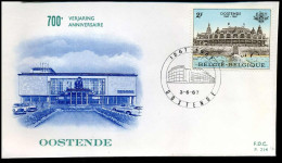 1418 -  FDC - Stadsrechten Oostende - Stempel : Oostende - 1961-1970
