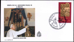 FDC - Visita Di S.S. Giovanni Paolo II A Malta - Malte