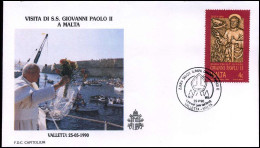 FDC - Visita Di S.S. Giovanni Paolo II A Malta - Malte
