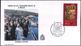 FDC - Visita Di S.S. Giovanni Paolo II A Malta - Malta