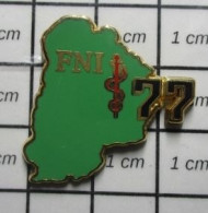 811B Pin's Pins / Beau Et Rare / ASSOCIATIONS / FNI 77 FEDERATION NATIONALE DES INFIRMIERS Par BALLARD DORE OR FIN - Verenigingen