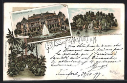 Lithographie Frankfurt-Westend, Palmengarten, Restauration, Schweizer Haus  - Frankfurt A. Main