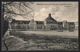 AK München-Neuhausen, Kaserne D. Kgl. Bayr. Telegr.-Bataillon, Vorderansicht  - Muenchen