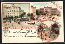 Lithographie Berlin, Cafe Josty, Potsdamer Bahnhof, Leipziger Platz  - Dierentuin