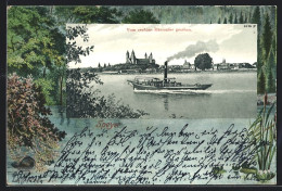 AK Speyer, Dampfer, Vom Rechten Rheinufer Gesehen  - Speyer
