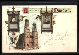 Lithographie München, Frauenkirche, Heinrich Der Zimmermann  - Muenchen