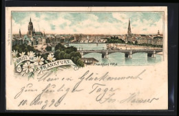 Lithographie Frankfurt A. M., Totalansicht Mit Brücke  - Frankfurt A. Main