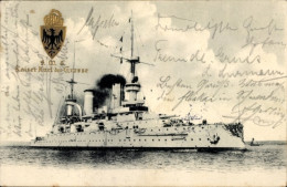 Gaufré Blason CPA Deutsches Kriegsschiff, SMS Kaiser Karl Der Große, Kaiserliche Marine - Autres & Non Classés