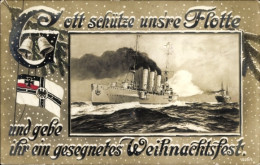 Passepartout CPA Kaiserliche Marine, Gott Schütze Uns're Flotte, Frohe Weihnachten - Autres & Non Classés