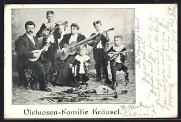 AK Virtuosen-Familie Kräusel Mit Instrumenten  - Musik Und Musikanten